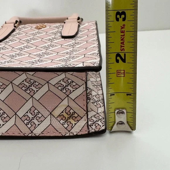 Tory Burch Pink Blush Geo Logo Pattern Mini Shopper Bag Crossbody Bag Purse - Picture 10 of 13